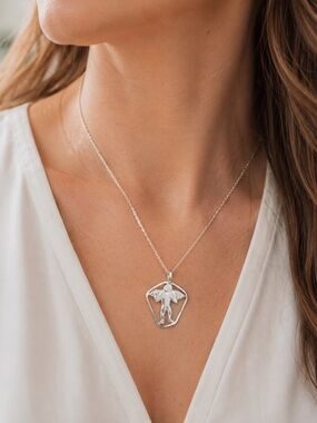 New Large Heavy Handmade Unisex Guardian Angel Pendant Solid Sterling Silver